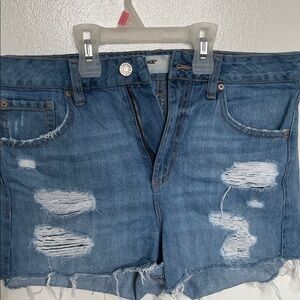 Garage Distressed Blue Denim Shorts